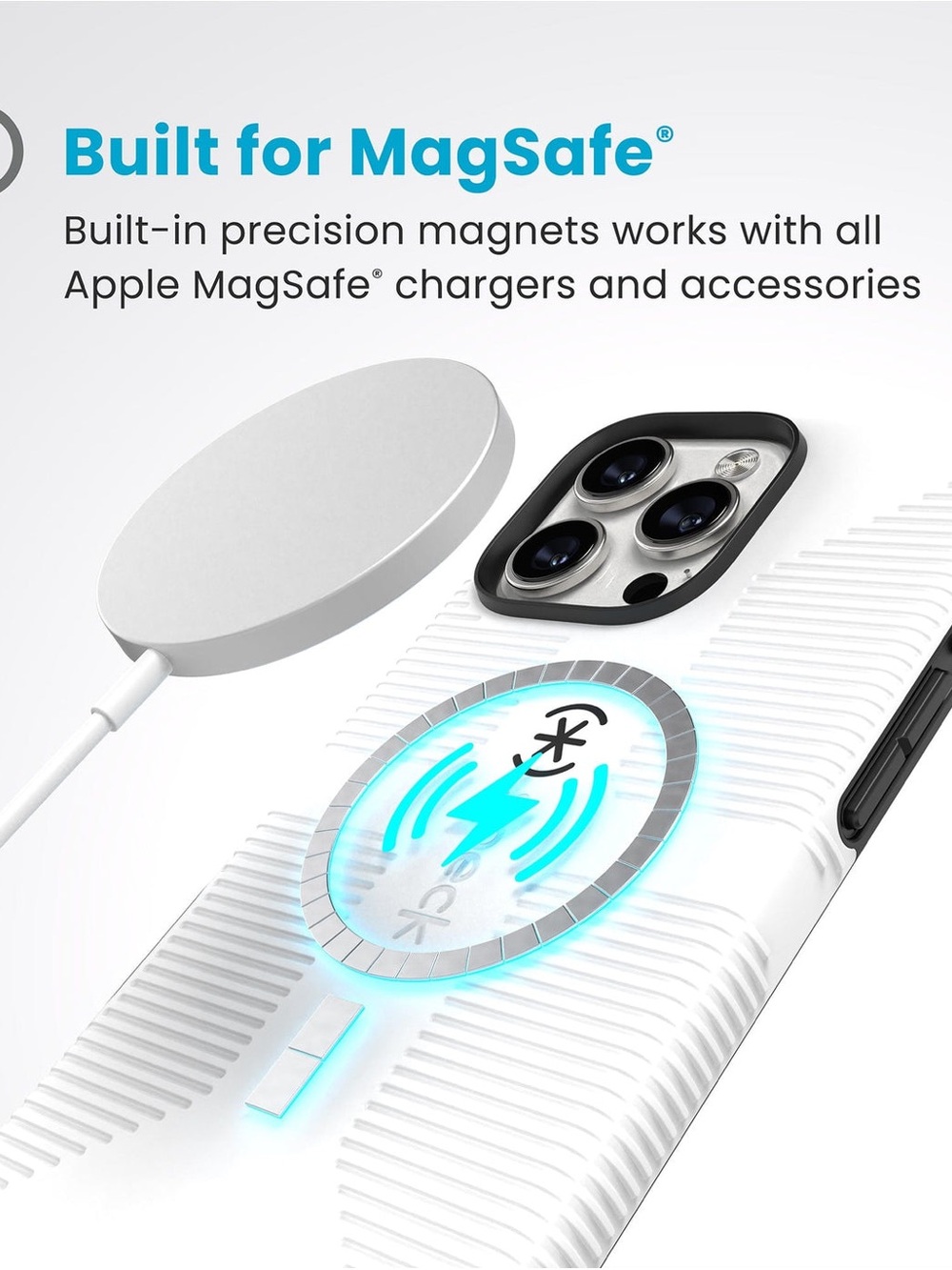 Speck CandyShell Grip iPhone 16 Case MagSafe White Black Protective Cover - Picture 2 of 7